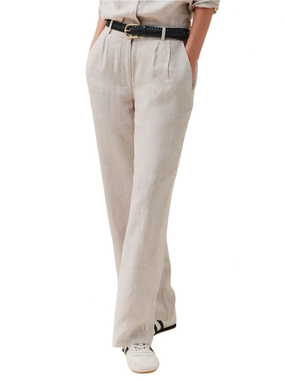 Quince Women's Size 4 Flax Natural 100% European Linen Pleated Pants Trousers